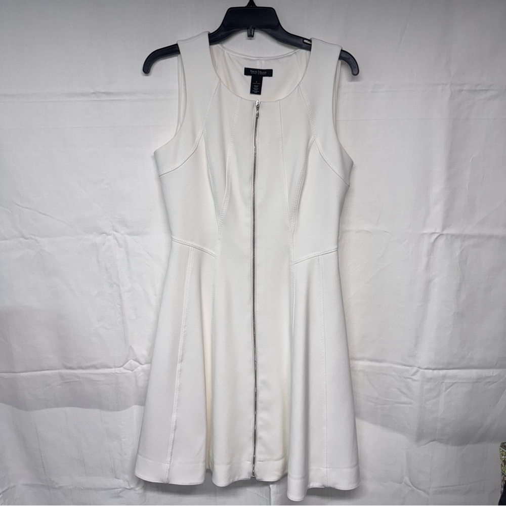 White House Black Market Ivory Zip-Front Mini Dress